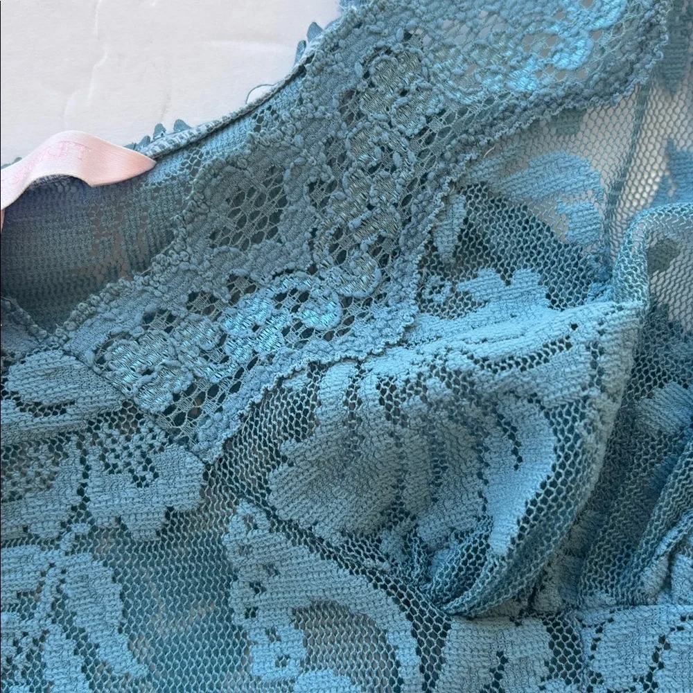 Y2K Victoria’s Secret Lace Mini Dress Naked Blue Bridal Slip L Chamise Teddy Hot - Picture 8 of 17